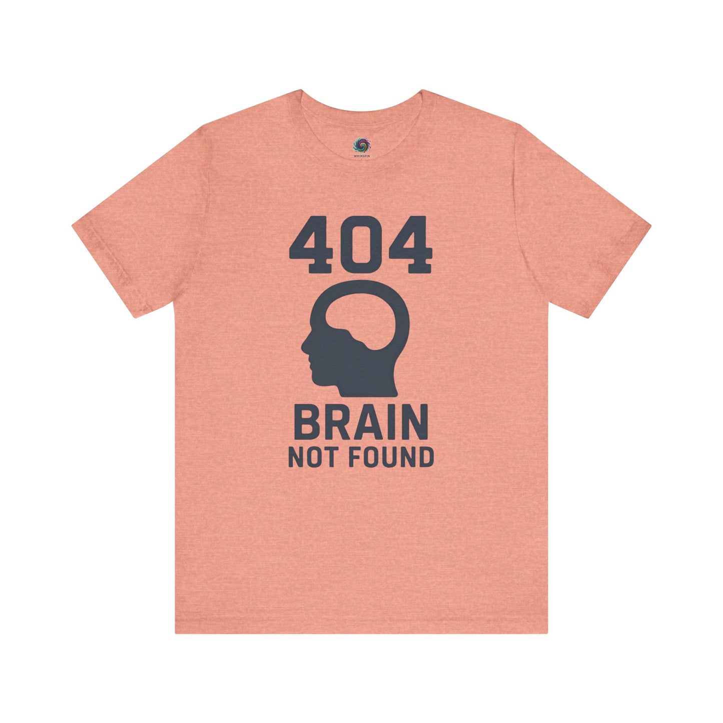 404 Brain Not Found T-Shirt – Heather sunset shirt with playful error message, a unique tshirt for techies who love glitch jokes.