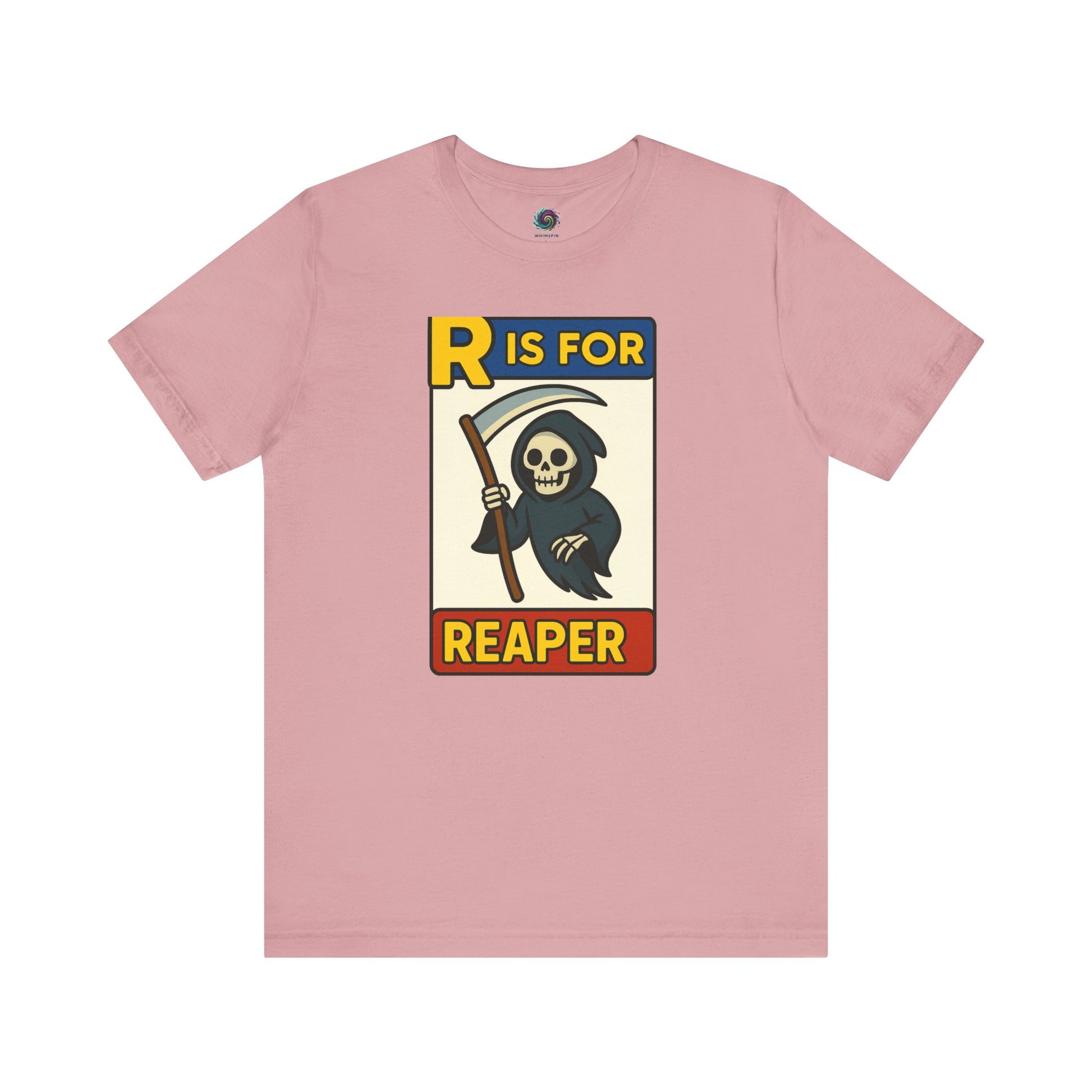 R Is For Reaper T-Shirt – Cute Grim Reaper Shirt from the Monster Alphabet Series in orchid purple, spooky and adorable for Halloween fans