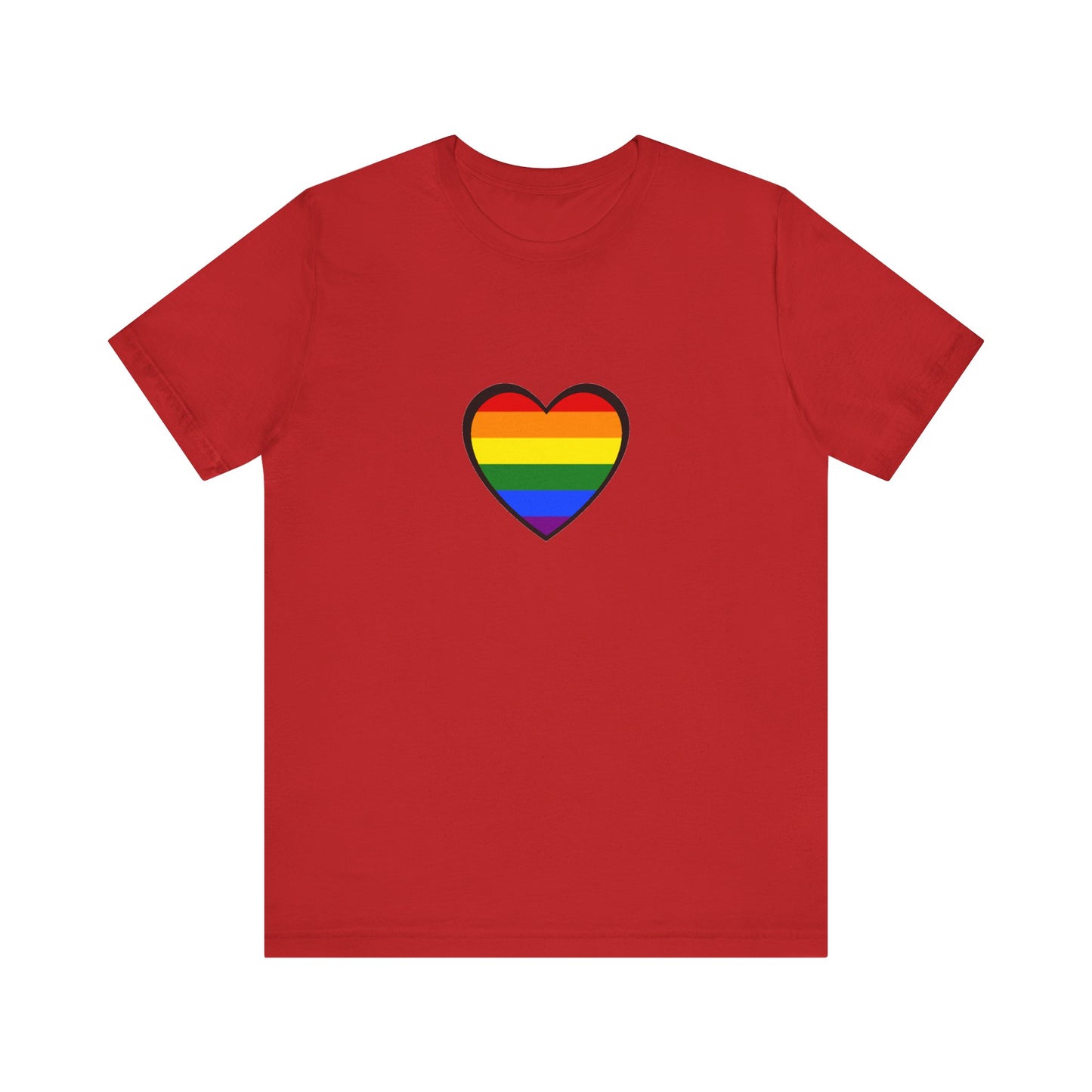 Pride Heart Flag T-Shirt  - Red rainbow heart shirt for pride month and year-round allyship