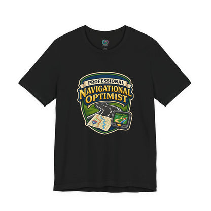 Black Professional Navigation Optimist Tee – For the Confidently Lost with vintage-style map and GPS illustration