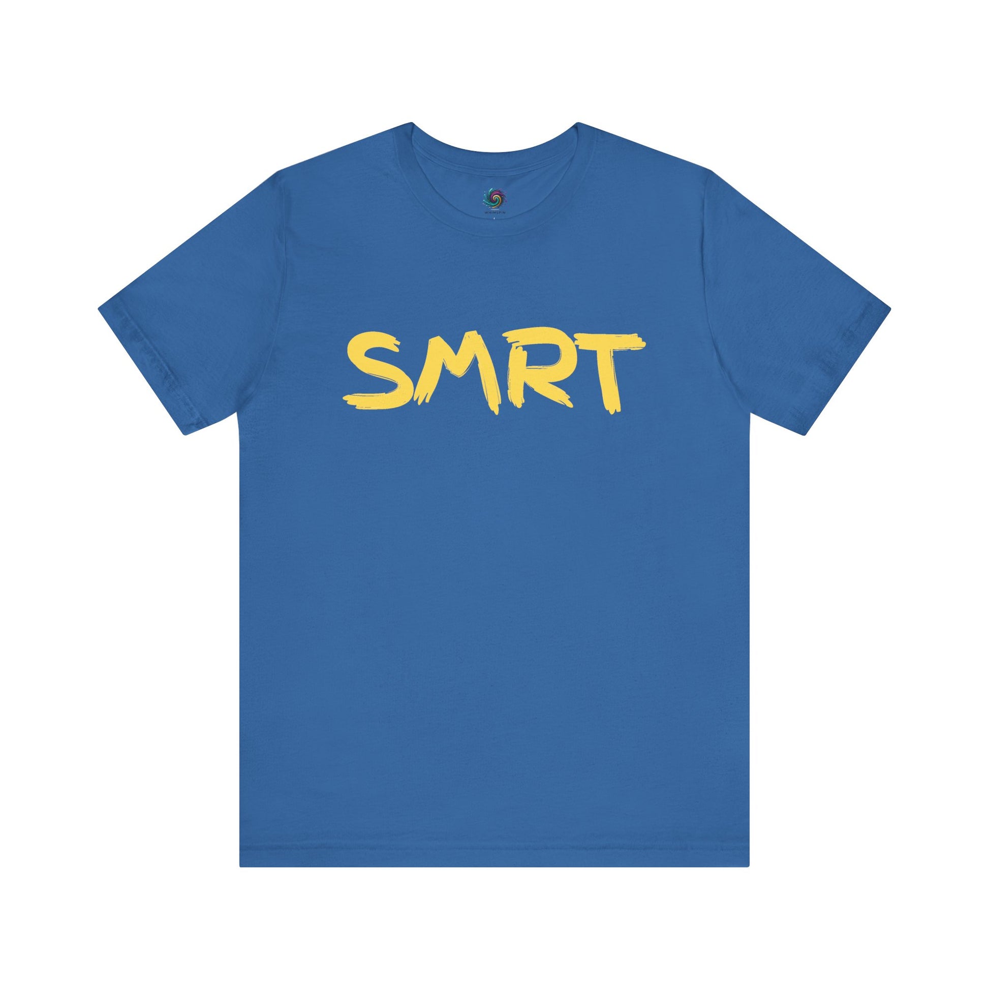 SMRT T-Shirt – Funny Misspelled Smart Shirt in Columbia Blue delivering playful intelligence with bold yellow script