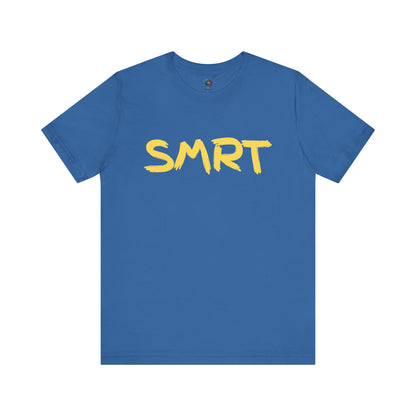 SMRT T-Shirt – Funny Misspelled Smart Shirt in Columbia Blue delivering playful intelligence with bold yellow script