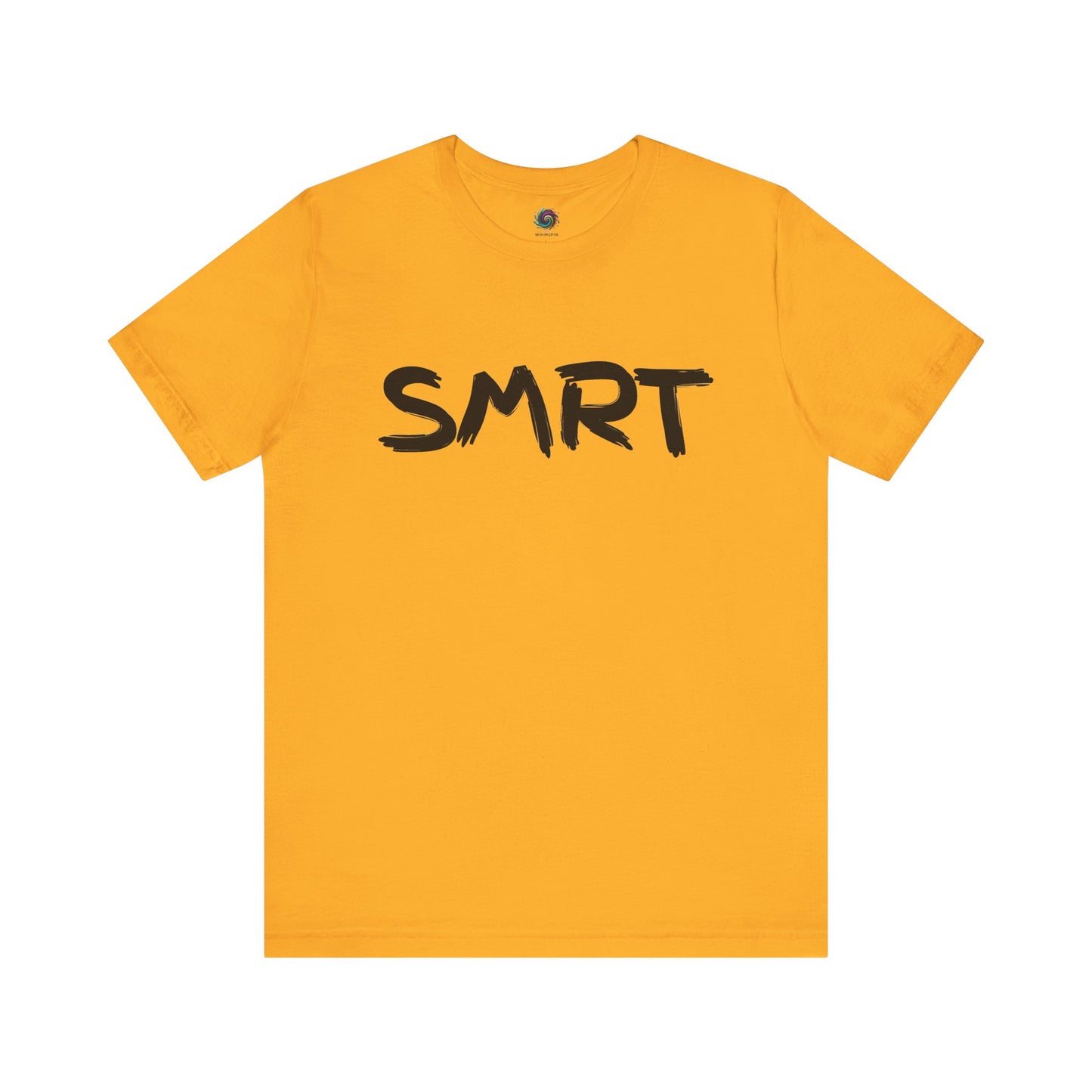 SMRT T-Shirt – Funny Misspelled Smart Shirt in Gold with vivid yellow SMRT text for lovers of bold and funny graphic tees