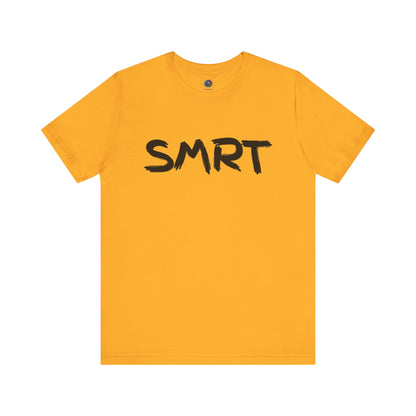 SMRT T-Shirt – Funny Misspelled Smart Shirt in Gold with vivid yellow SMRT text for lovers of bold and funny graphic tees
