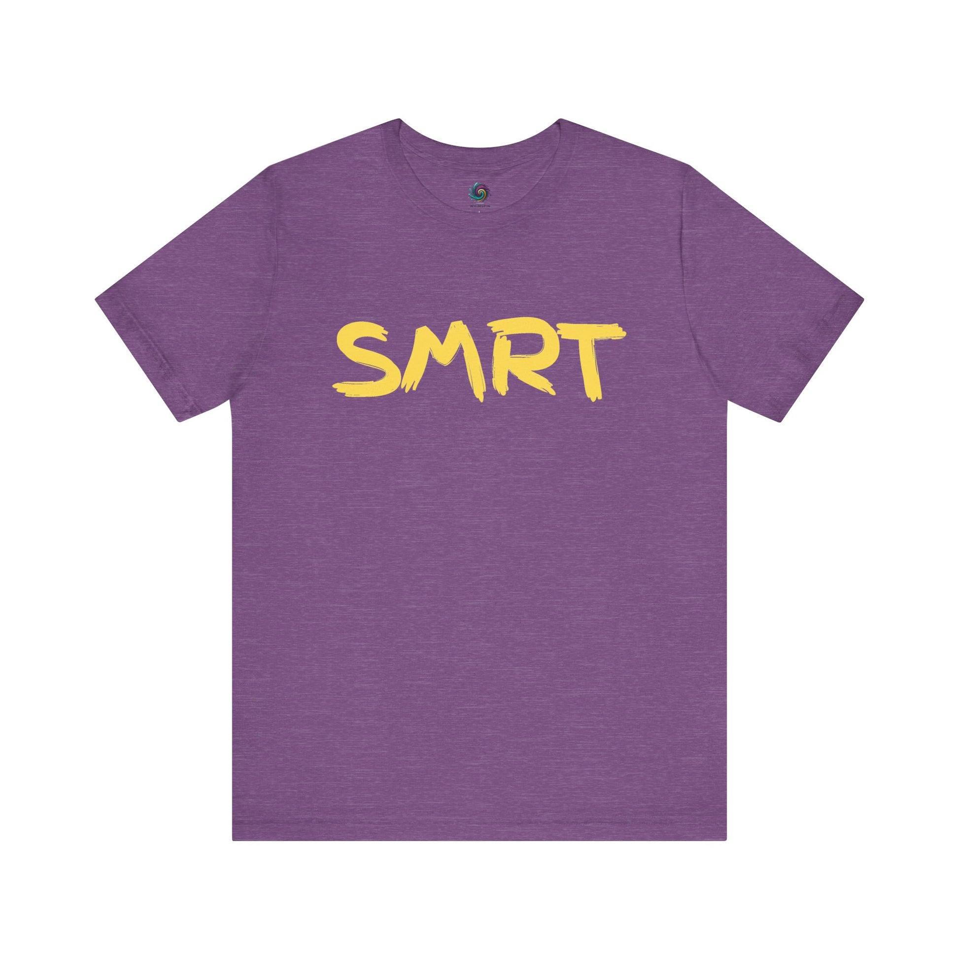SMRT T-Shirt – Funny Misspelled Smart Shirt in Heather Team Purple with yellow lettering that contrasts perfectly for casual comedy fans