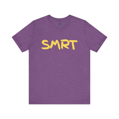 SMRT T-Shirt – Funny Misspelled Smart Shirt in Heather Team Purple with yellow lettering that contrasts perfectly for casual comedy fans