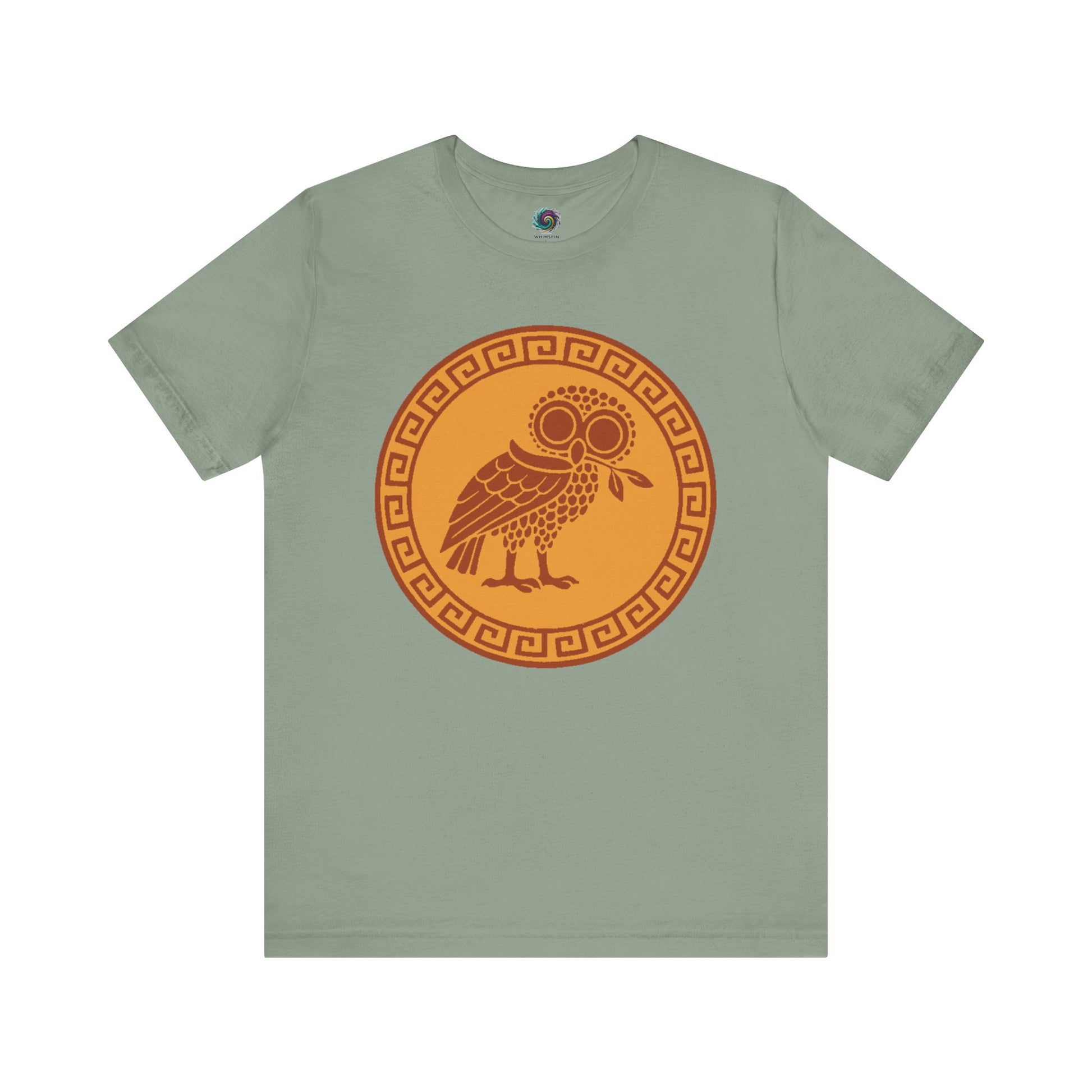 Sage Athena’s Owl T-Shirt from  WhimSpin on a white background