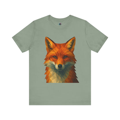 Sage Green Geometric Fox T-Shirt – Polygon Animal Tee with Nature Vibes - WhimSpin - https://whimspin.com
