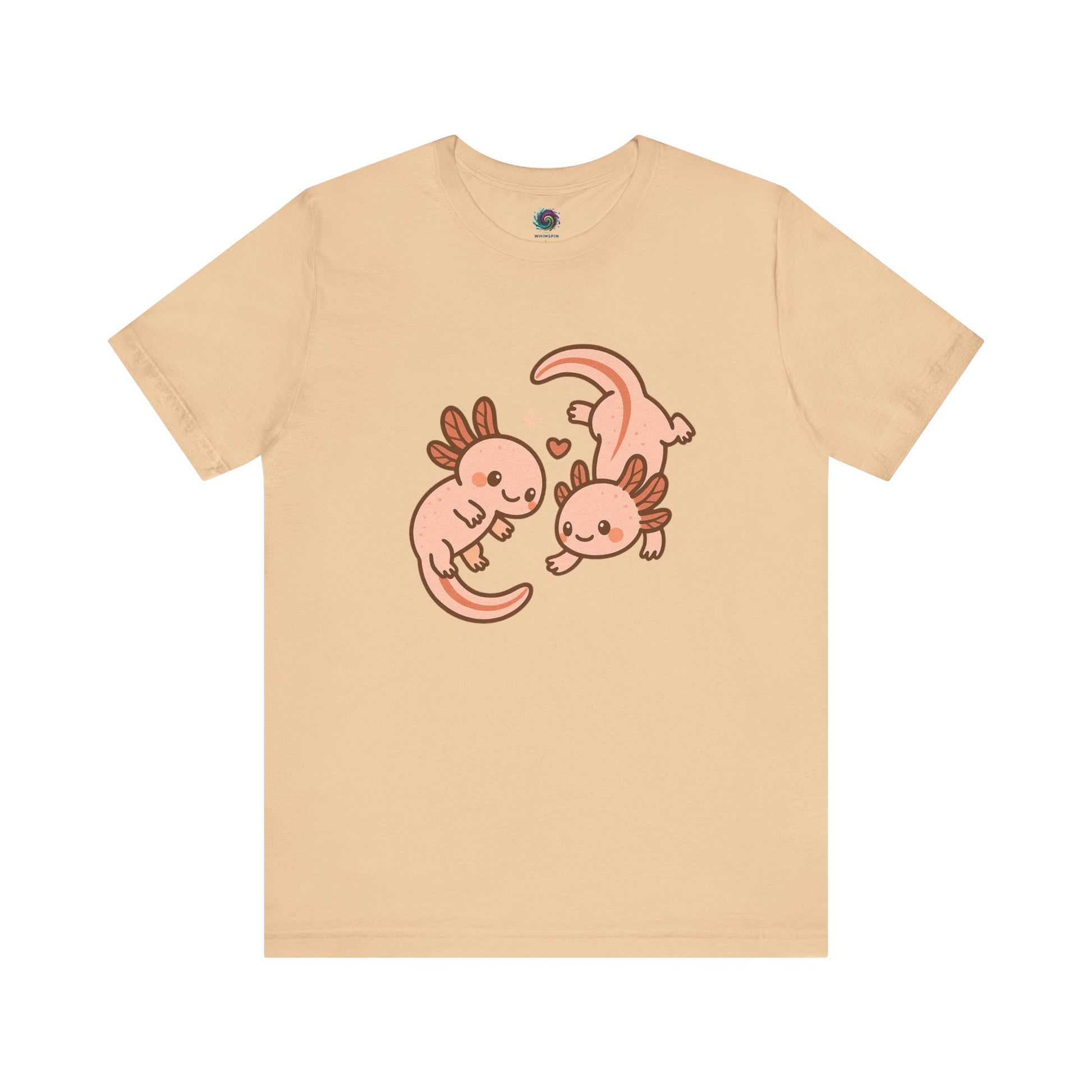 Sand Kawaii Axolotl T-Shirt – Cute Tee with Smiling Axolotls - WhimSpin - https://whimspin.com