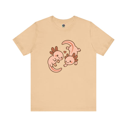 Sand Kawaii Axolotl T-Shirt – Cute Tee with Smiling Axolotls - WhimSpin - https://whimspin.com