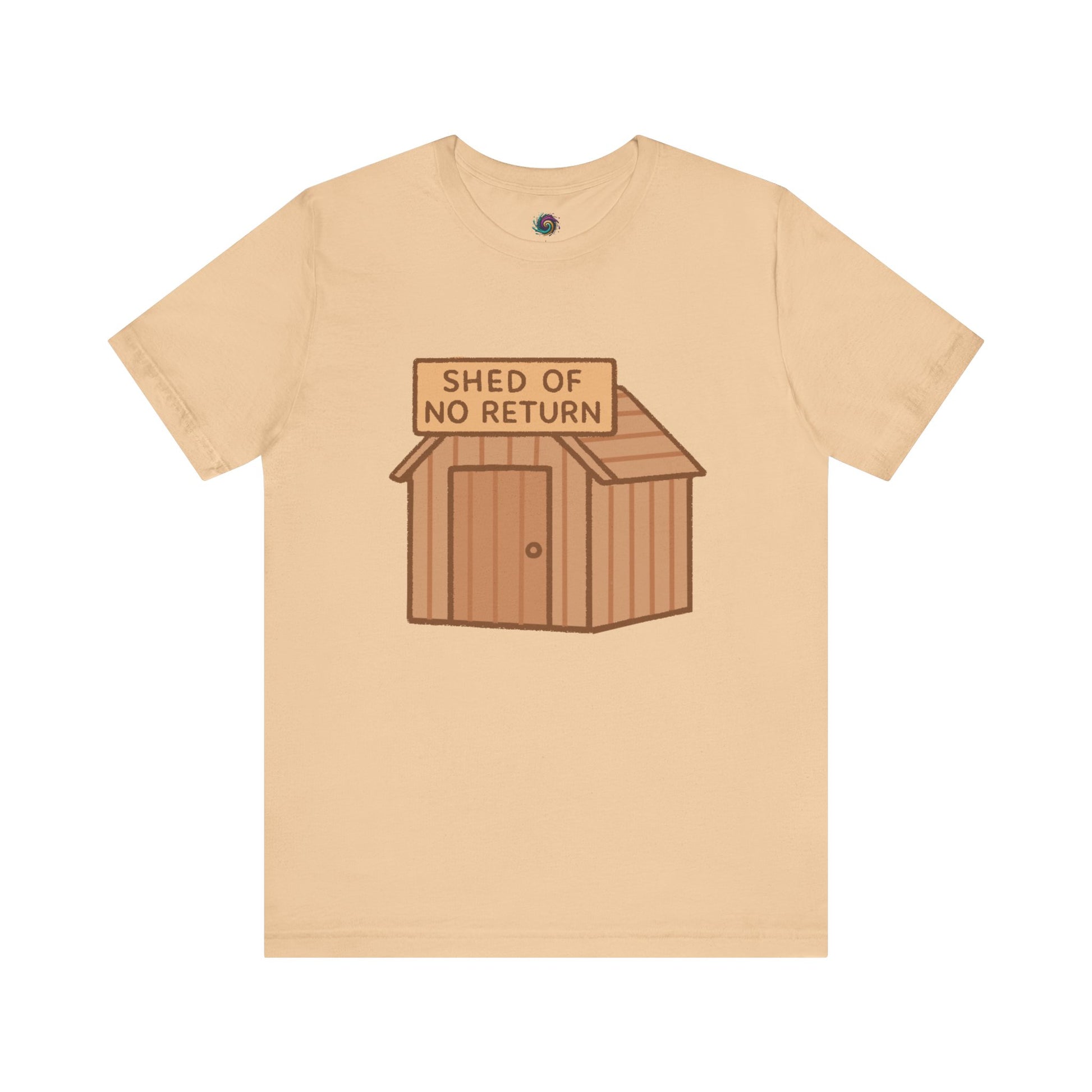 Sand Shed of No Returns T shirt from Whimspin lay-flat image on a white background
