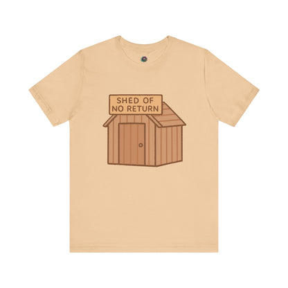 Sand Shed of No Returns T shirt from Whimspin lay-flat image on a white background