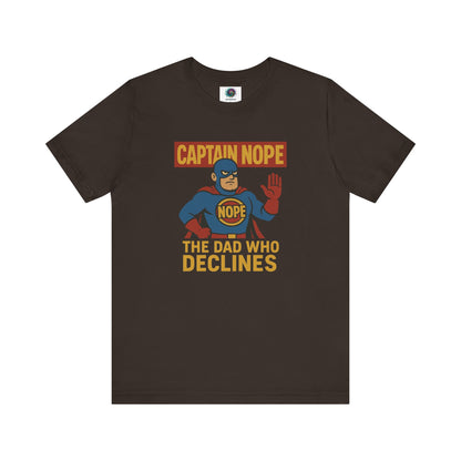 Captain Nope Dad Shirt in brown, great novelty gift for dads who refuse everything and own it.