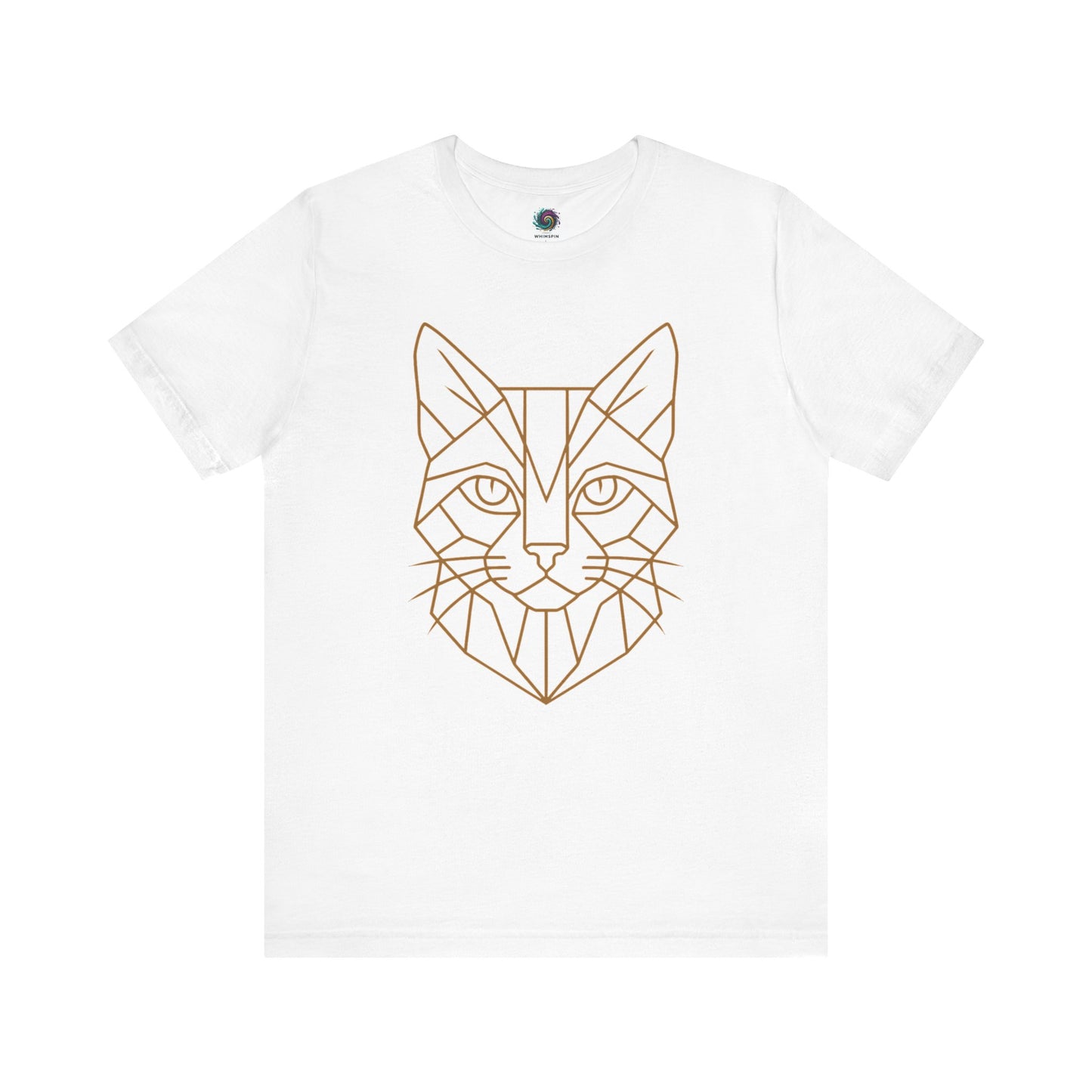 Geometric Cat T-Shirt – Minimalist Line Art Tee for Modern Cat Lovers in white, clean and crisp vector art for lovers of sleek feline graphics.