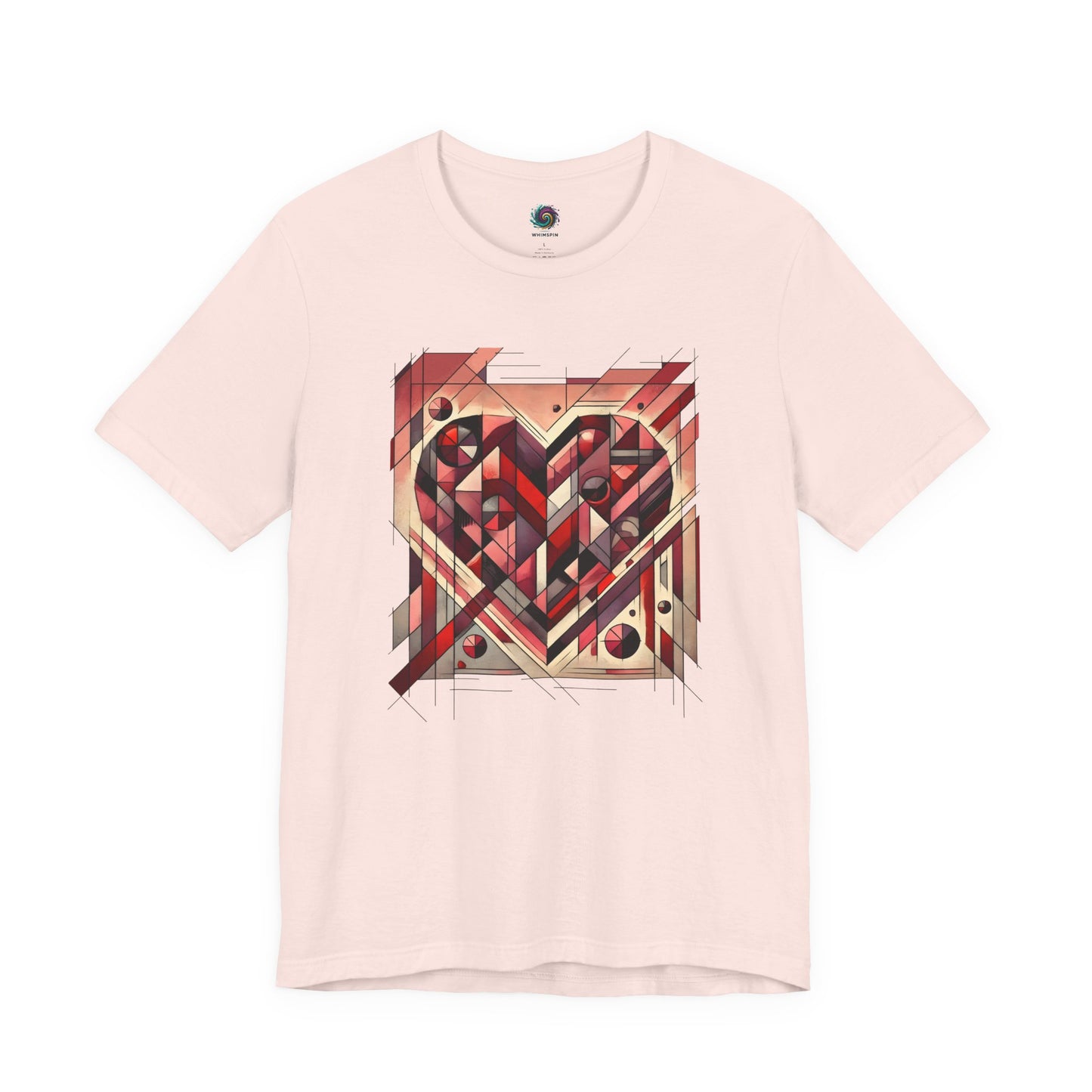Cubist Heart T-Shirt – Modern Art Valentine's Day Graphic Tee in Soft Pink, blending a cubist heart graphic with gentle color for a modern art valentine look.