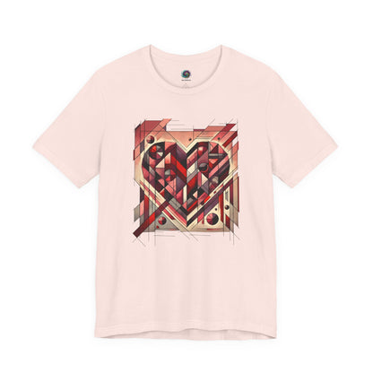 Cubist Heart T-Shirt – Modern Art Valentine's Day Graphic Tee in Soft Pink, blending a cubist heart graphic with gentle color for a modern art valentine look.