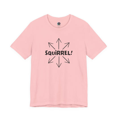 Squirrel Distracted Mind T-Shirt – Funny Attention Graphic Tee in Pink with a playful adhd squirrel graphic for a fun, lighthearted look.