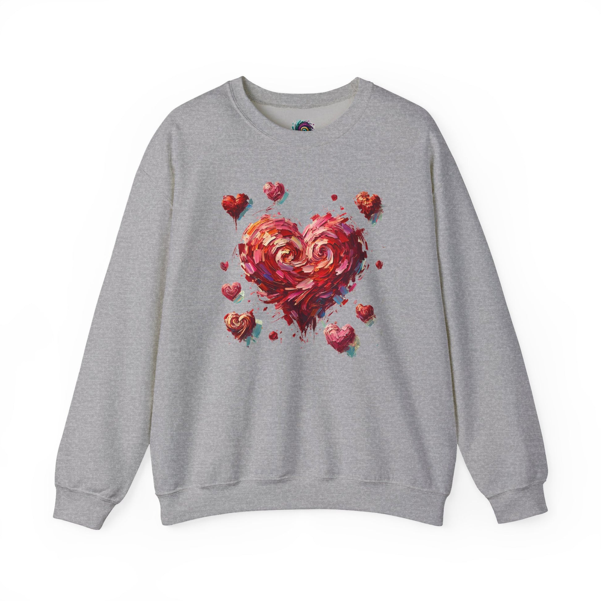 Sport Grey version of the Impressionistic Heart Sweatshirt – warm romantic pullover for winter