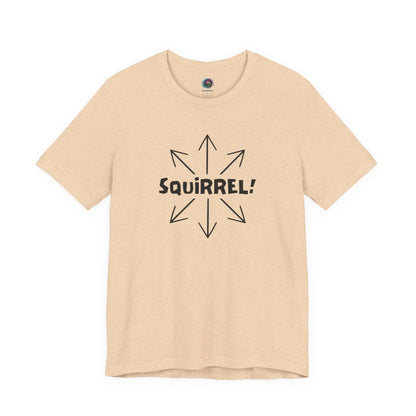 Squirrel Distracted Mind T-Shirt – Funny Attention Graphic Tee in Heather Sand Dune with a subtle distracted mind squirrel print.