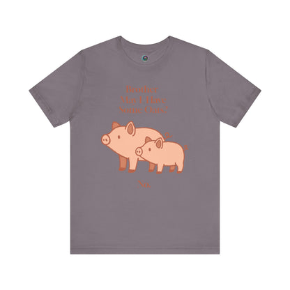 Brother May I Have Some Oats T-Shirt – Funny Viral Pig Meme Tee in storm gray, ideal for meme fans and pig lovers who enjoy viral absurdist humor.