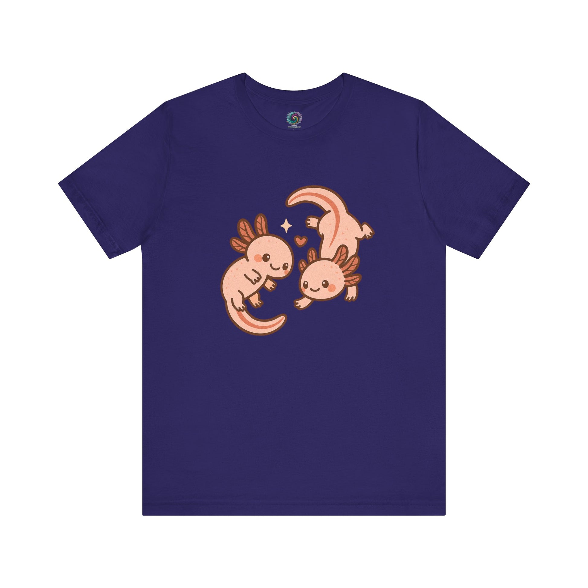 Team Navy Kawaii Axolotl T-Shirt – Cute Tee with Smiling Axolotls - WhimSpin - https://whimspin.com