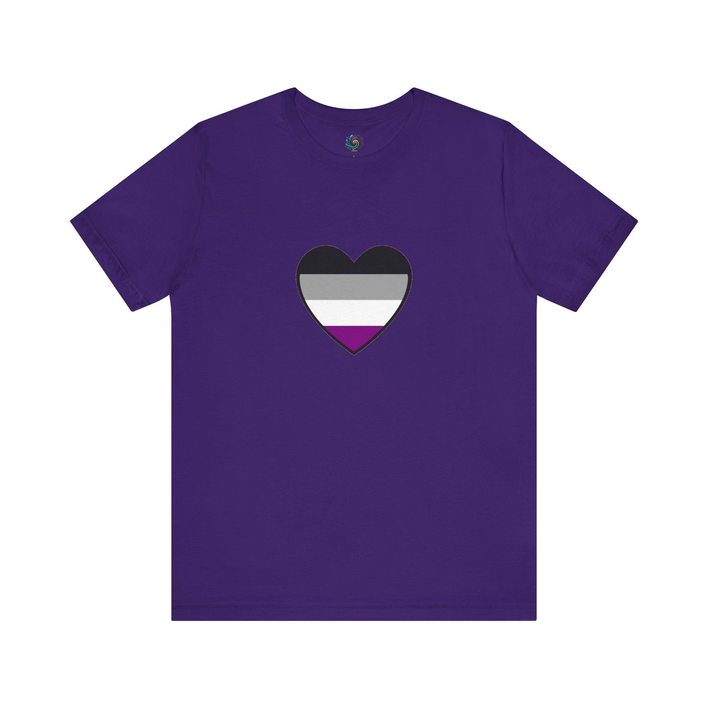 Asexual Pride Heart T-Shirt – Ace Flag LGBTQ+ Shirt in team purple with bold contrasting ace heart design to show support for asexual identity.