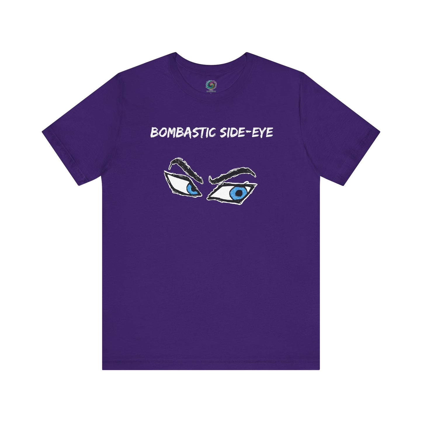 Bombastic Side-Eye T-Shirt – Comic Book Style Meme Graphic Tee in Team Purple featuring the strong meme-style side-eye artwork.