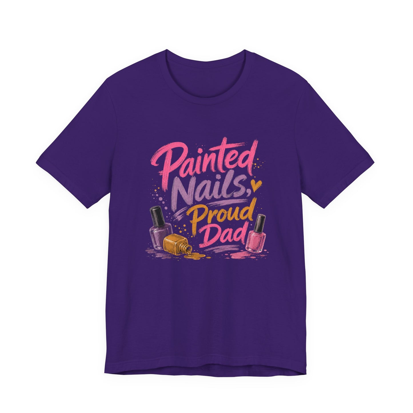 Painted Nails Proud Dad T-Shirt – Girl Dad Father’s Day Tee on team purple with a playful design for proud, hands-on girl dads.
