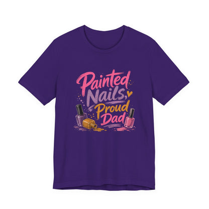 Painted Nails Proud Dad T-Shirt – Girl Dad Father’s Day Tee on team purple with a playful design for proud, hands-on girl dads.