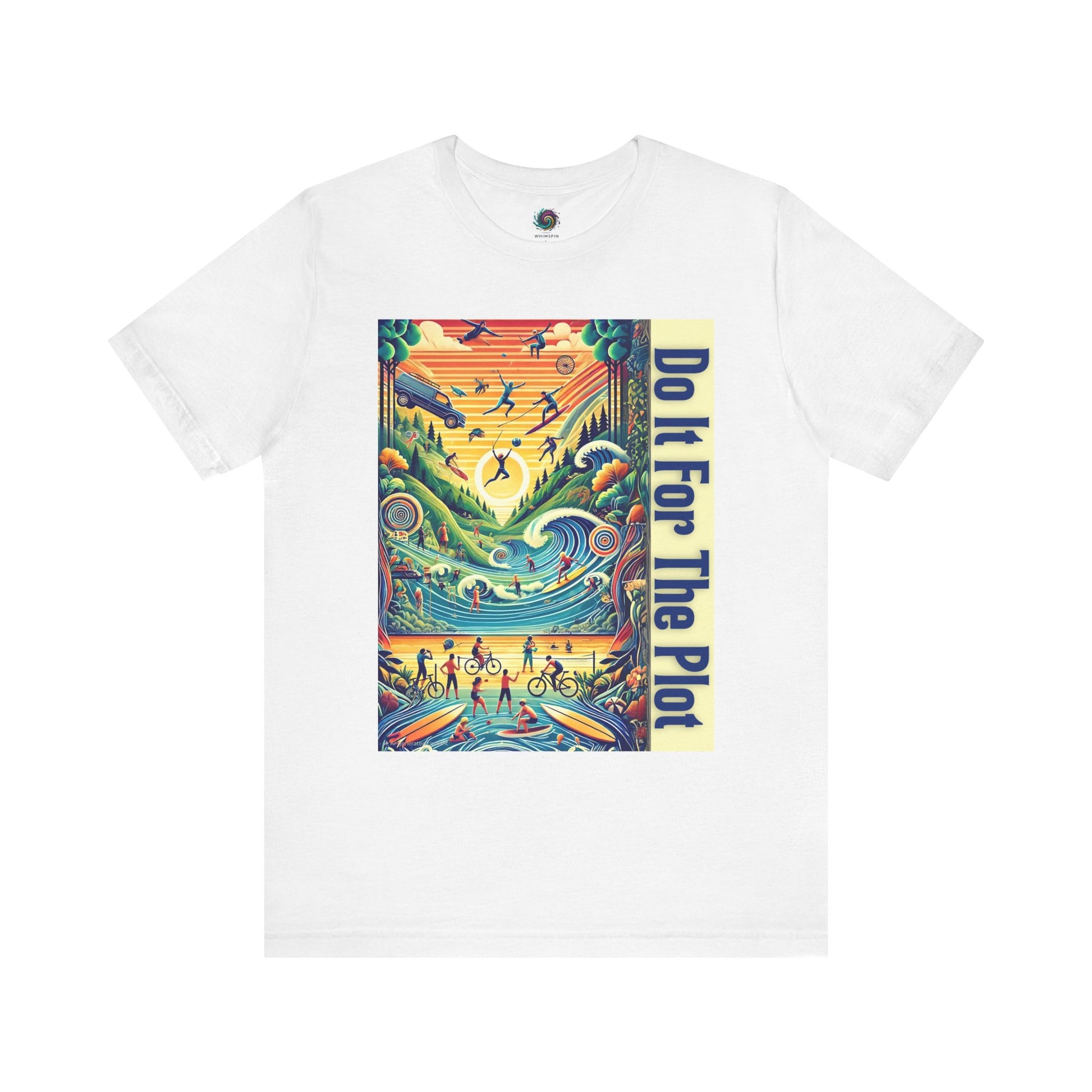 Do It For The Plot shirt in white – whimsical main character energy design perfect for travel and storytelling aesthetics