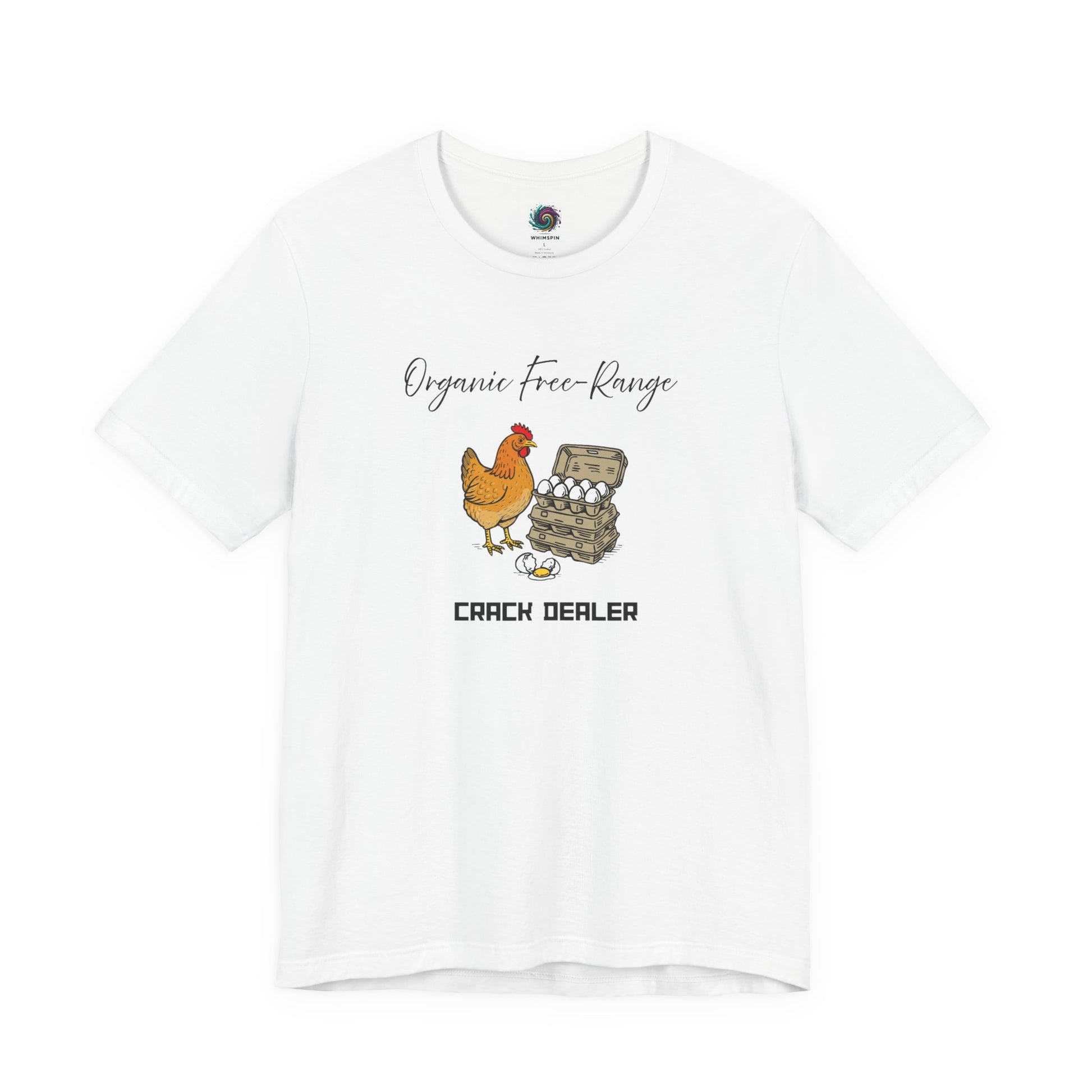 Funny Egg Dealer Chicken Shirt – Farm Humor for Chicken Moms in White, featuring crisp chicken and egg illustrations with clean, high-contrast farm humor styling.
