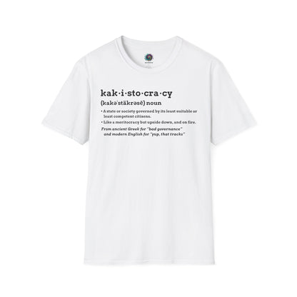 White Kakistocracy Definition T-Shirt from WhimSpin Kakistocracy T shirt