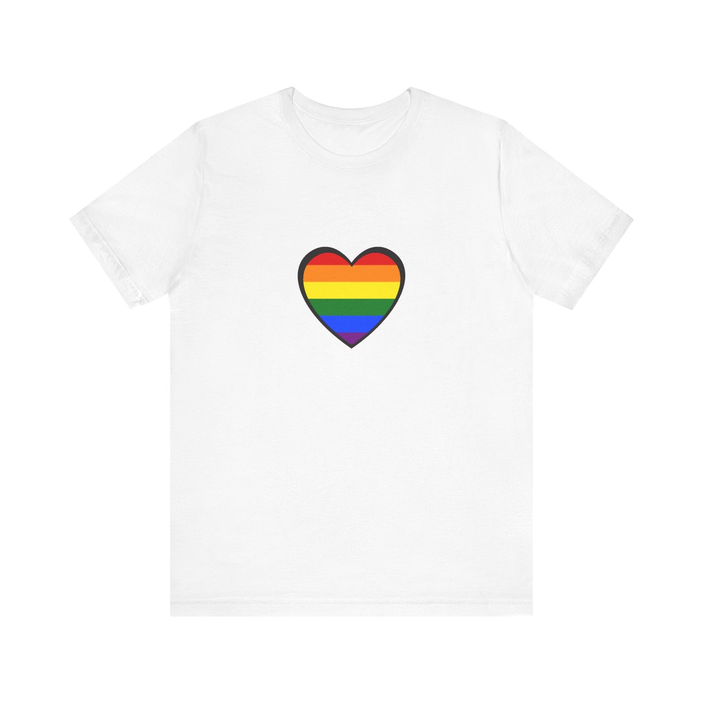 Pride Heart Flag T-Shirt  - White pride heart shirt with rainbow heart graphic – inclusive and loving design