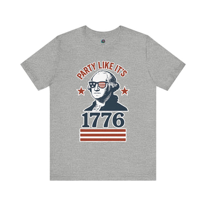 Gray Party Like It's 1776 shirt with George Washington in sunglasses