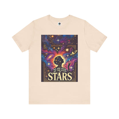 Soft cream t-shirt with ethereal cosmic art print and spiritual galaxy aesthetic
